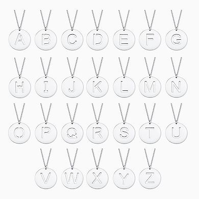 Fremada Sterling Silver Initial Disc Necklace