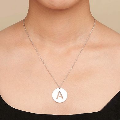 Fremada Sterling Silver Initial Disc Necklace