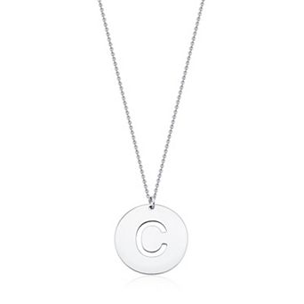 Fremada Sterling Silver Initial Disc Necklace