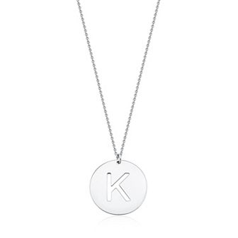 Fremada Sterling Silver Initial Disc Necklace