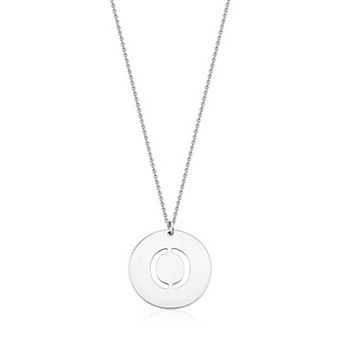 Fremada Sterling Silver Initial Disc Necklace