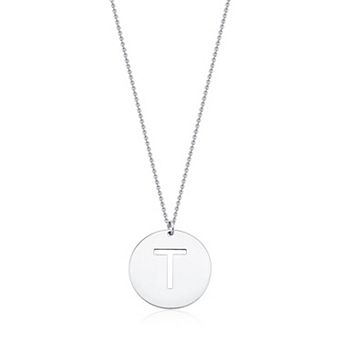 Fremada Sterling Silver Initial Disc Necklace