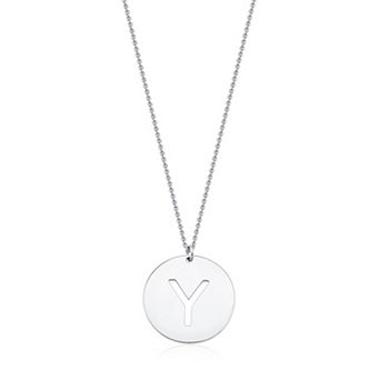 Fremada Sterling Silver Initial Disc Necklace