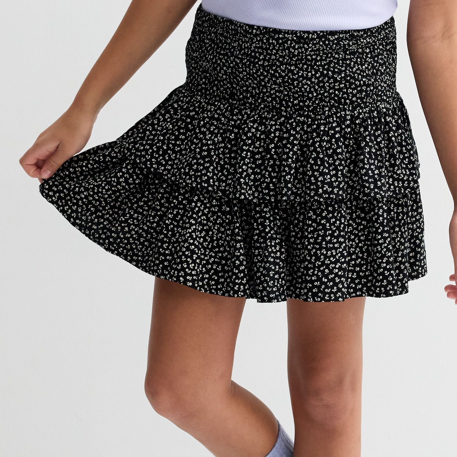 Детская юбка-шорты SO Smocked Ruffle Skort больших размеров, цвет: Чёрный — фото 1