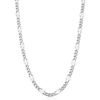 Fremada Sterling Silver Hammered Figaro Chain Necklace