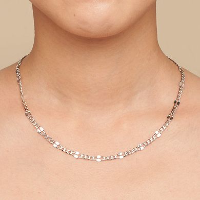 Fremada Sterling Silver Hammered Figaro Chain Necklace