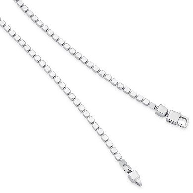Fremada Sterling Silver Cube Link Chain Necklace