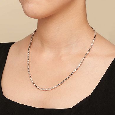 Fremada Sterling Silver Cube Link Chain Necklace