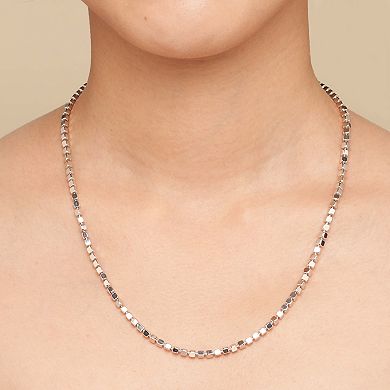 Fremada Sterling Silver Cube Link Chain Necklace