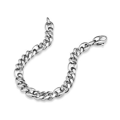 Fremada Sterling Silver Fancy Curb Mariner Station Bracelet