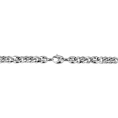 Fremada Sterling Silver Fancy Curb Mariner Station Bracelet