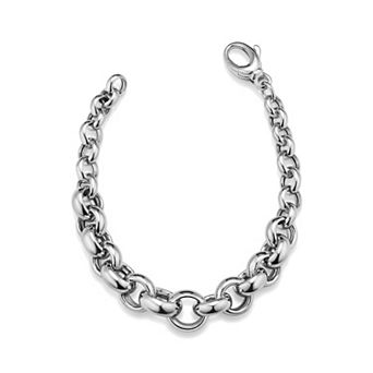 Fremada Sterling Silver Graduated Circle Link Bracelet