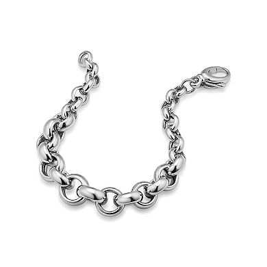 Fremada Sterling Silver Graduated Circle Link Bracelet