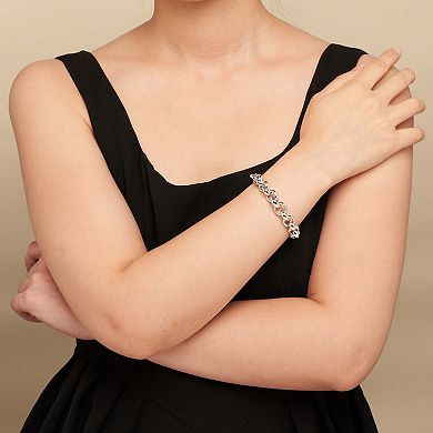 Fremada Sterling Silver Graduated Circle Link Bracelet