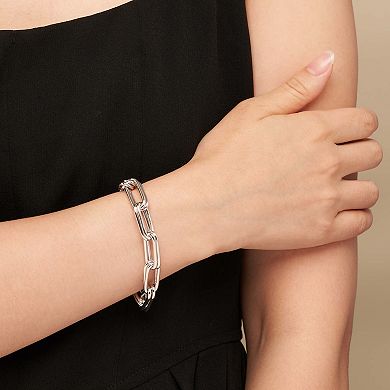 Fremada Sterling Silver Double Oval Link Bracelet