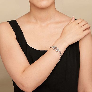 Fremada Sterling Silver Infinity Knot Curb Bracelet