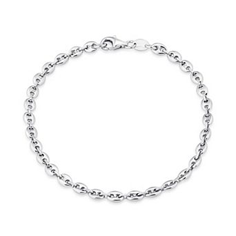 Fremada Sterling Silver 3.8 mm Puffed Mariner Bracelet