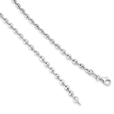 Fremada Sterling Silver 3.8 mm Puffed Mariner Bracelet