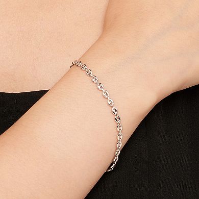 Fremada Sterling Silver 3.8 mm Puffed Mariner Bracelet