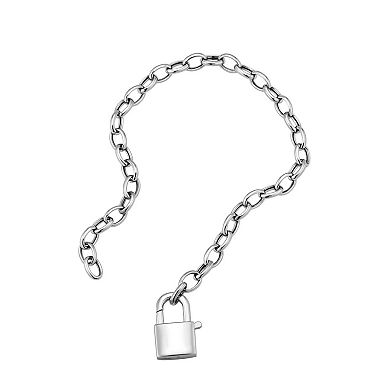 Fremada Sterling Silver Padlock Clasp Bracelet