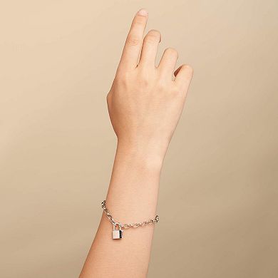 Fremada Sterling Silver Padlock Clasp Bracelet