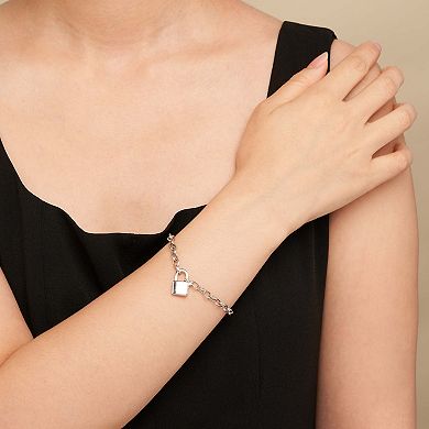 Fremada Sterling Silver Padlock Clasp Bracelet