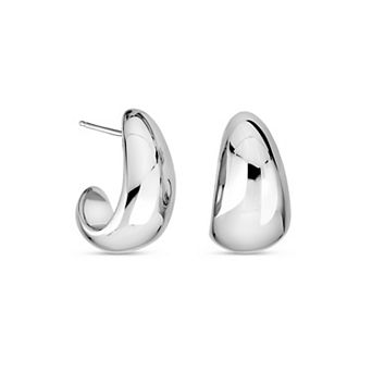 Fremada Sterling Silver Electroform J-Drop Earrings