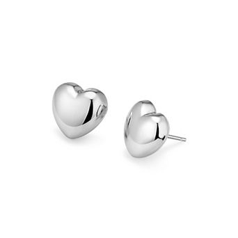 Fremada Sterling Silver Puffed Heart Stud Earrings