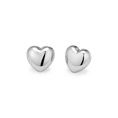 Fremada Sterling Silver Puffed Heart Stud Earrings