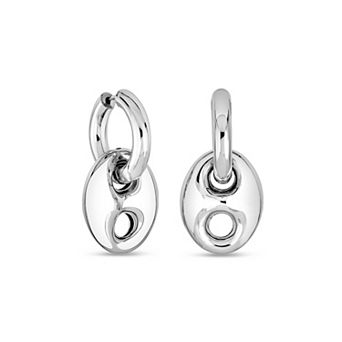 Fremada Sterling Silver Mariner Link Drop Earrings