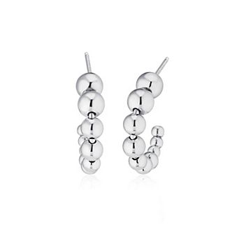 Fremada Graduated Bead Open Hoop Earrings