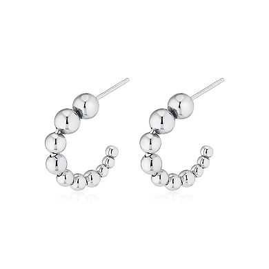 Fremada Graduated Bead Open Hoop Earrings
