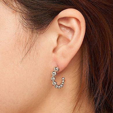 Fremada Graduated Bead Open Hoop Earrings
