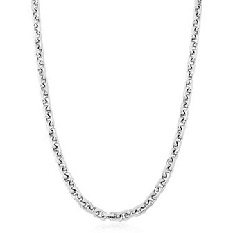 Fremada Sterling Silver Designer Link Chain Necklace