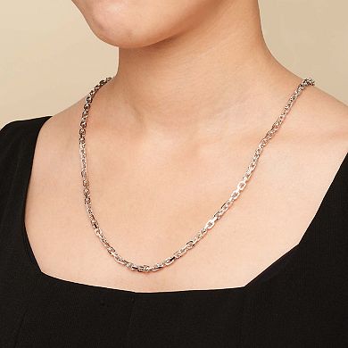 Fremada Sterling Silver Designer Link Chain Necklace