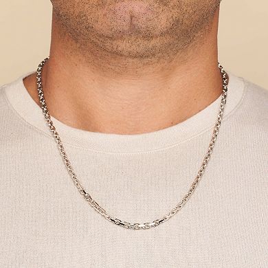 Fremada Sterling Silver Designer Link Chain Necklace