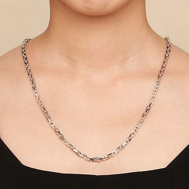 Fremada Sterling Silver Designer Link Chain Necklace