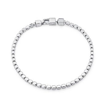 Fremada Sterling Silver Cube Link Chain Bracelet