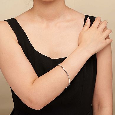 Fremada Sterling Silver Cube Link Chain Bracelet