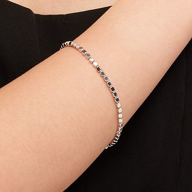 Fremada Sterling Silver Cube Link Chain Bracelet