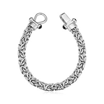 Fremada Sterling Silver Byzantine Bracelet with Onyx Accents