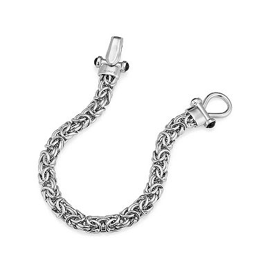 Fremada Sterling Silver Byzantine Bracelet with Onyx Accent