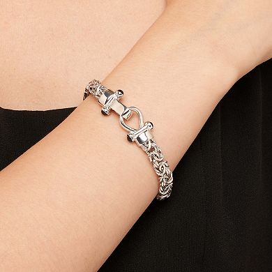 Fremada Sterling Silver Byzantine Bracelet with Onyx Accent
