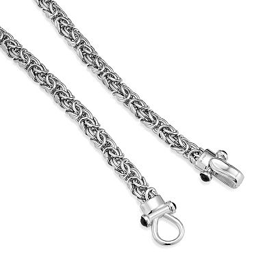 Fremada Sterling Silver Byzantine Bracelet with Onyx Accent