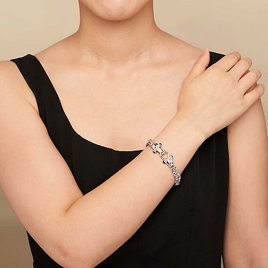 Fremada Sterling Silver Byzantine Bracelet with Onyx Accent