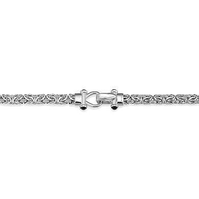 Fremada Sterling Silver Byzantine Bracelet with Onyx Accent