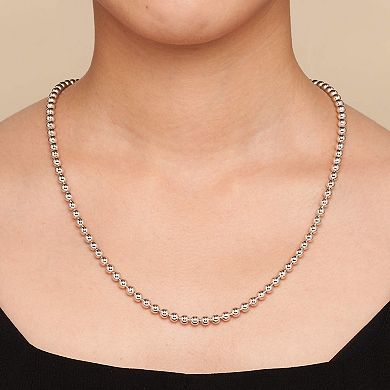 Fremada Sterling Silver Polished Ball Link Necklace