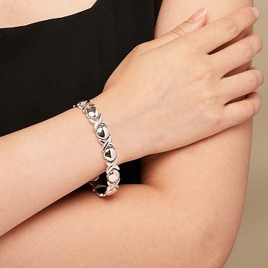 Fremada Sterling Silver Hugs & Kisses XO Bracelet