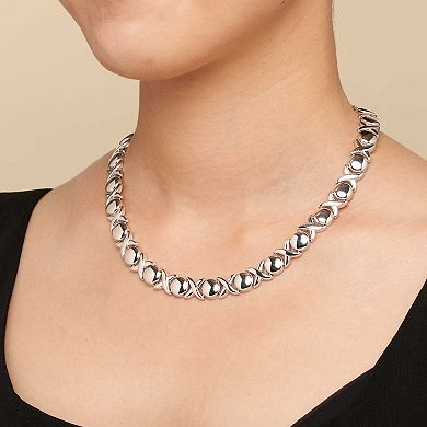 Fremada Sterling Silver Hugs & Kisses XO Necklace