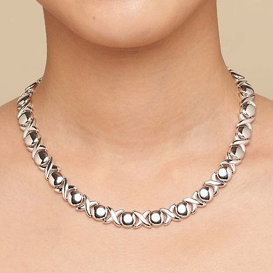 Fremada Sterling Silver Hugs & Kisses XO Necklace
